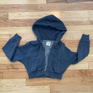 Abercrombie & Fitch Navy Blue Hooded Crop Jacket